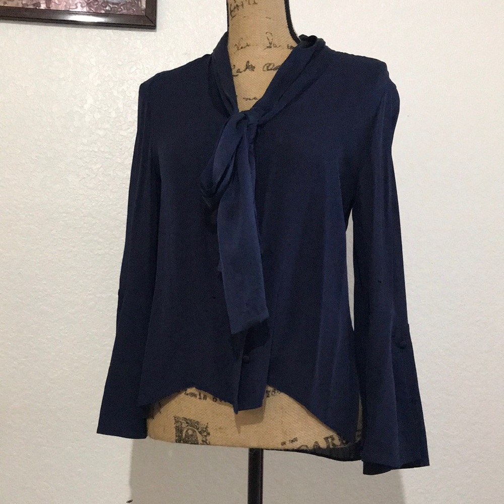 Alice & Olivia silk blouse with tie